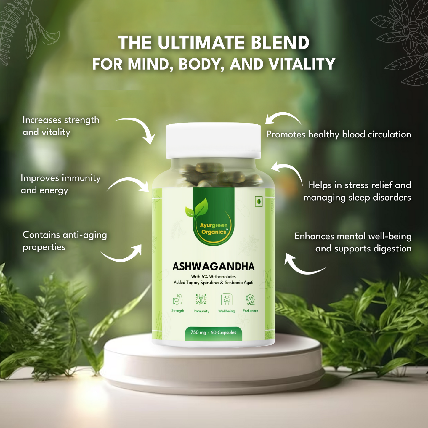 Combos Packs of 2 Ayurgreen organics ™ Gold Shilajit | 20g and Ayurgreen Organics Ashwagandha | 60 Veg capsules-750 mg