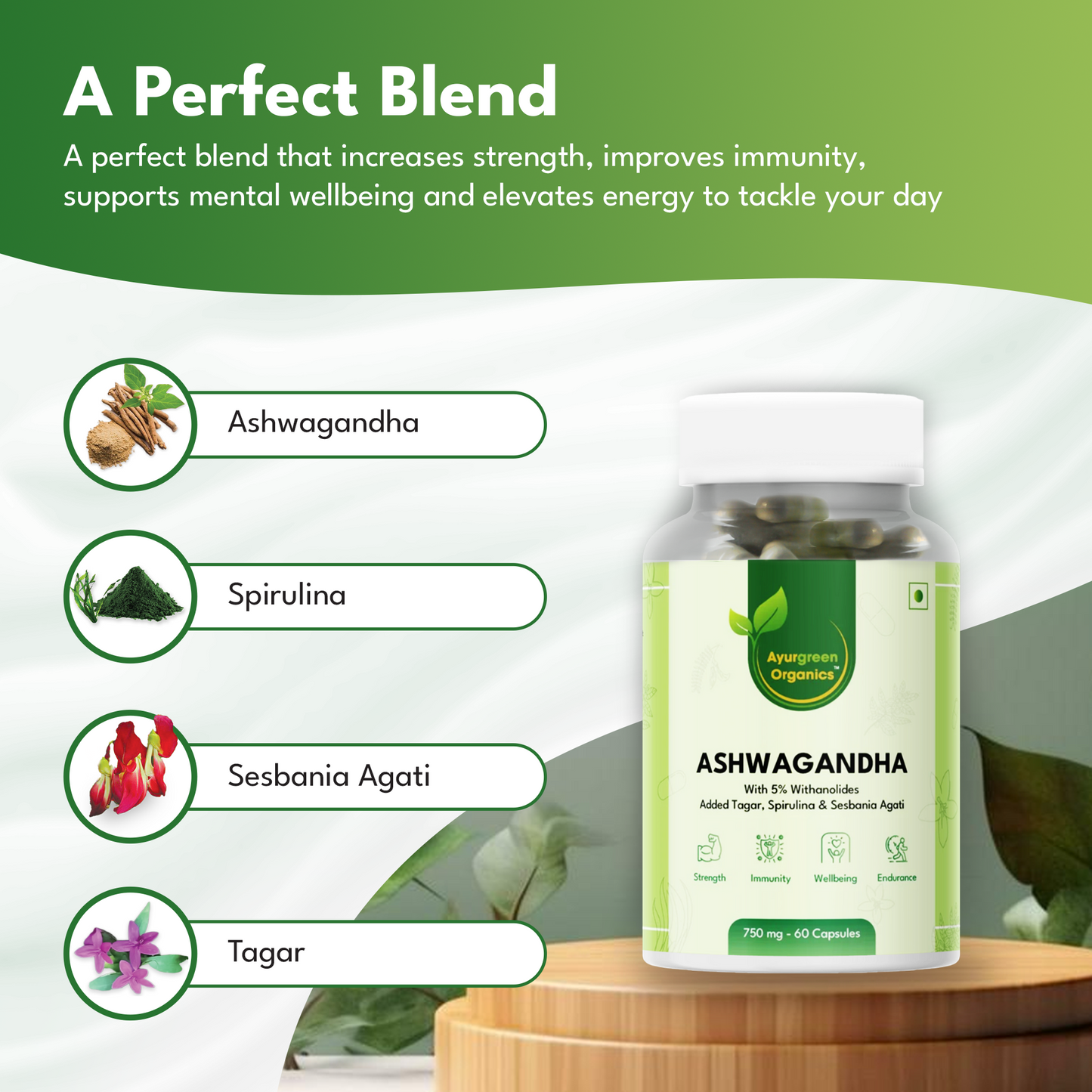 Combos Packs of 2 Ayurgreen organics ™ Gold Shilajit | 20g and Ayurgreen Organics Ashwagandha | 60 Veg capsules-750 mg