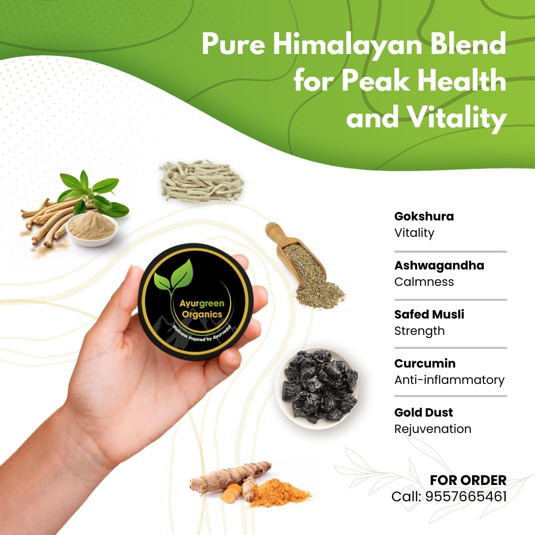 Combos Pack of 2 Ayurgreen organics ™ Gold Shilajit 20g and Ayurgreen Organics Multivitamin | 60 Veg capsules-750 mg